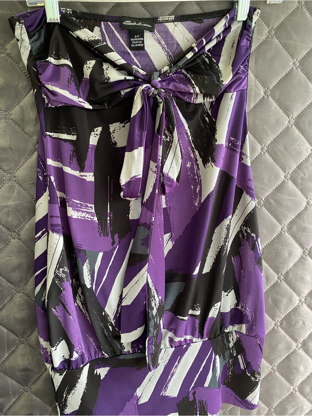 Vintage Y2K Seductions Abstract Print Strapless Bubble Dress - Purple/Black S